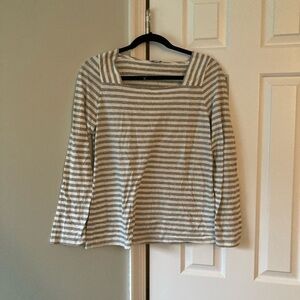 J. Crew Gray and White Striped Top